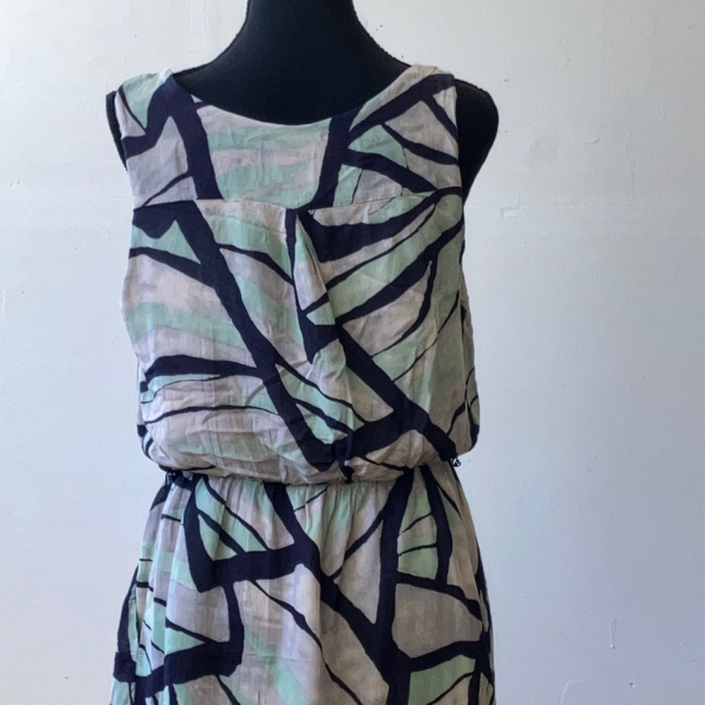 Odille gray, navy and sage, summer dress - Picture 2 of 9